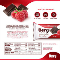 Thumbnail for Berg Bar Raspberry Dark Chocolate - Plant Protein Crunch - Box of 8 - Berg Bites - Clean Energy