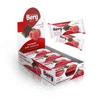 Thumbnail for Berg Bar Raspberry Dark Chocolate - Plant Protein Crunch - Box of 8 - Berg Bites - Clean Energy