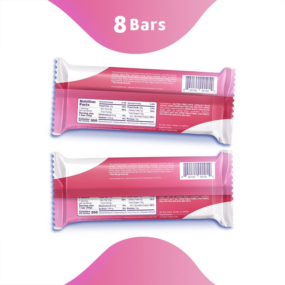 Berg Bar Sunflower Butter White Chocolate - Plant Protein Crunch - Box of 8 - Berg Bites - Clean Energy