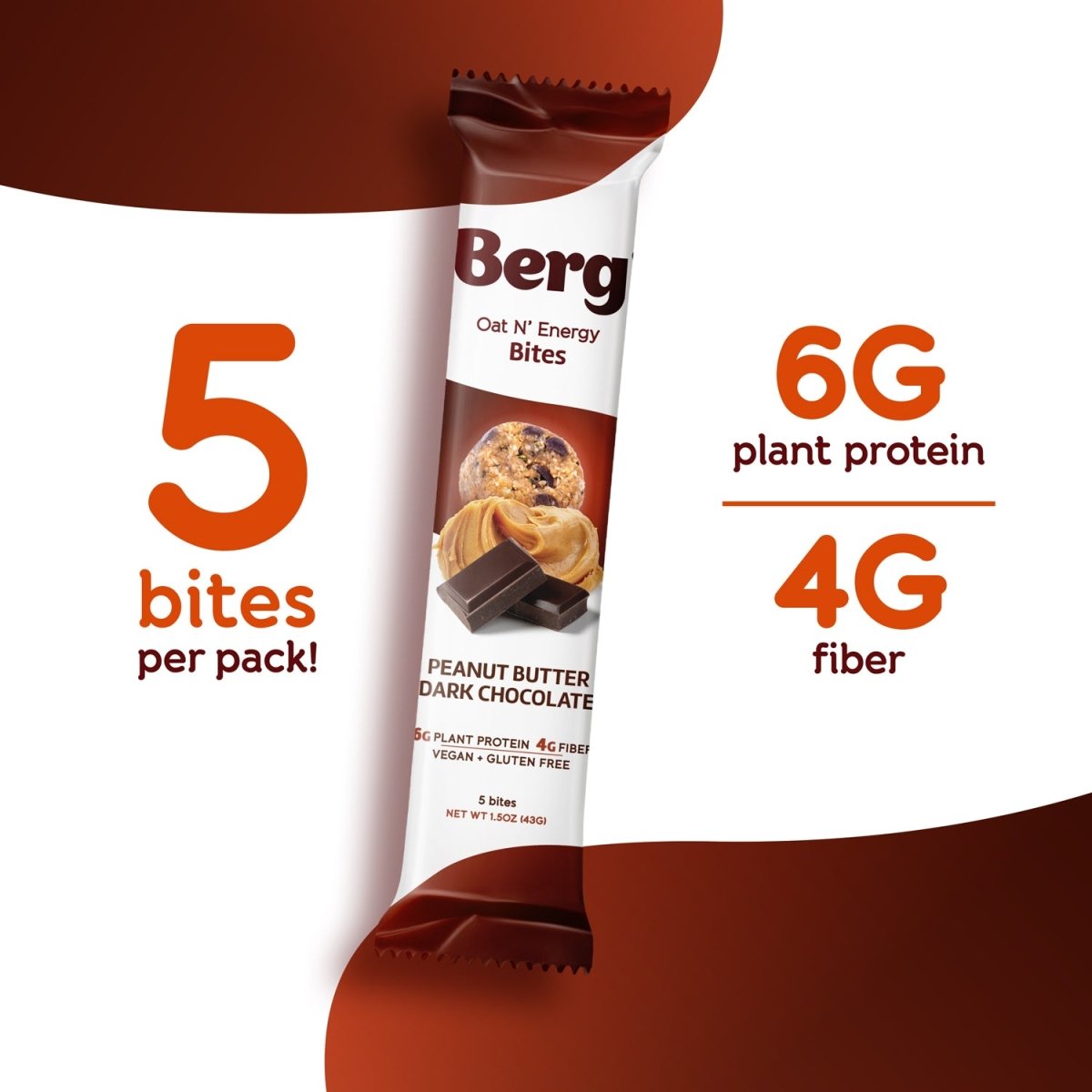 Berg Bites Peanut Butter Dark Chocolate - Box of 8 - Berg Bites - Clean Energy