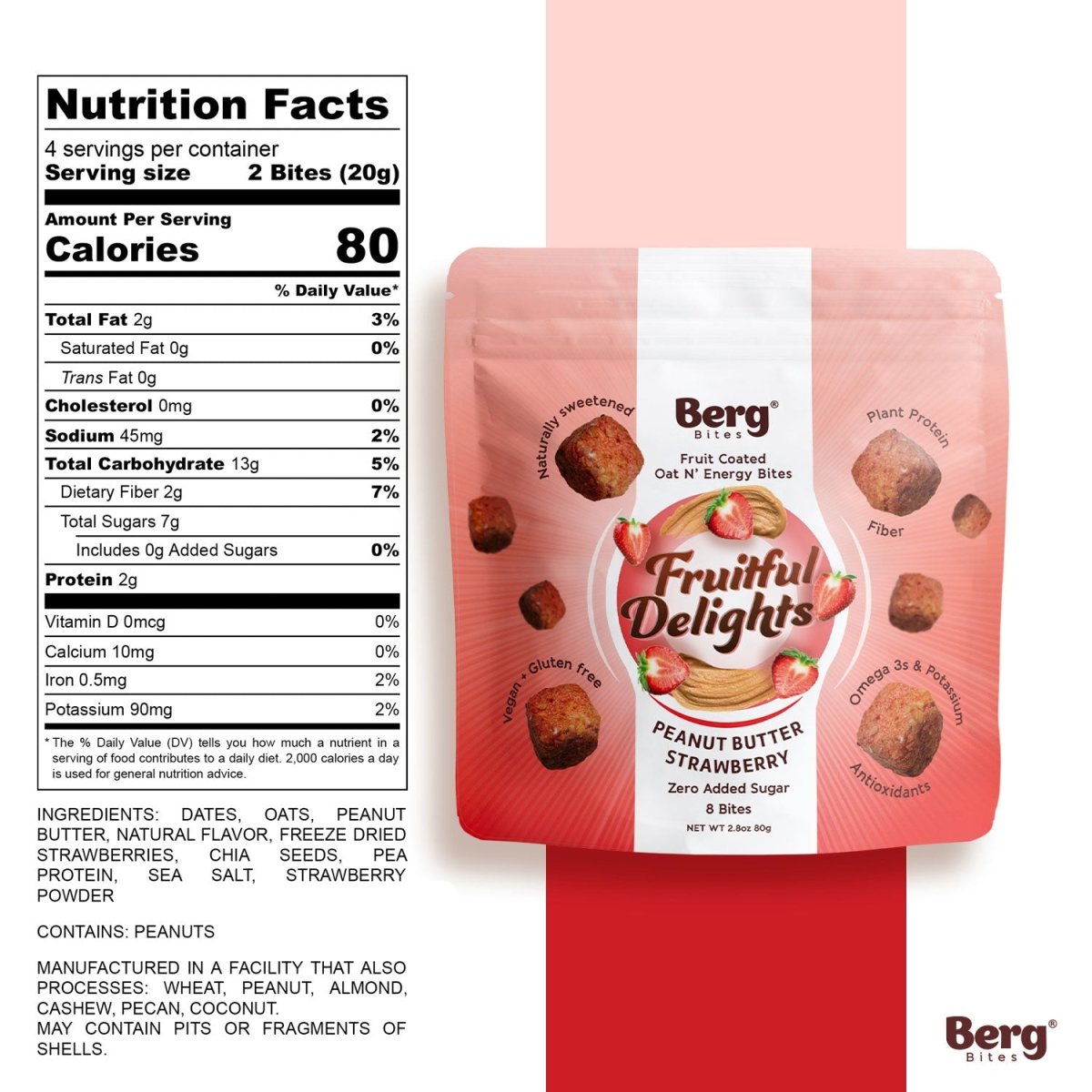 Fruitful Delights - Strawberry Peanut Butter - Berg Bites - Clean Energy