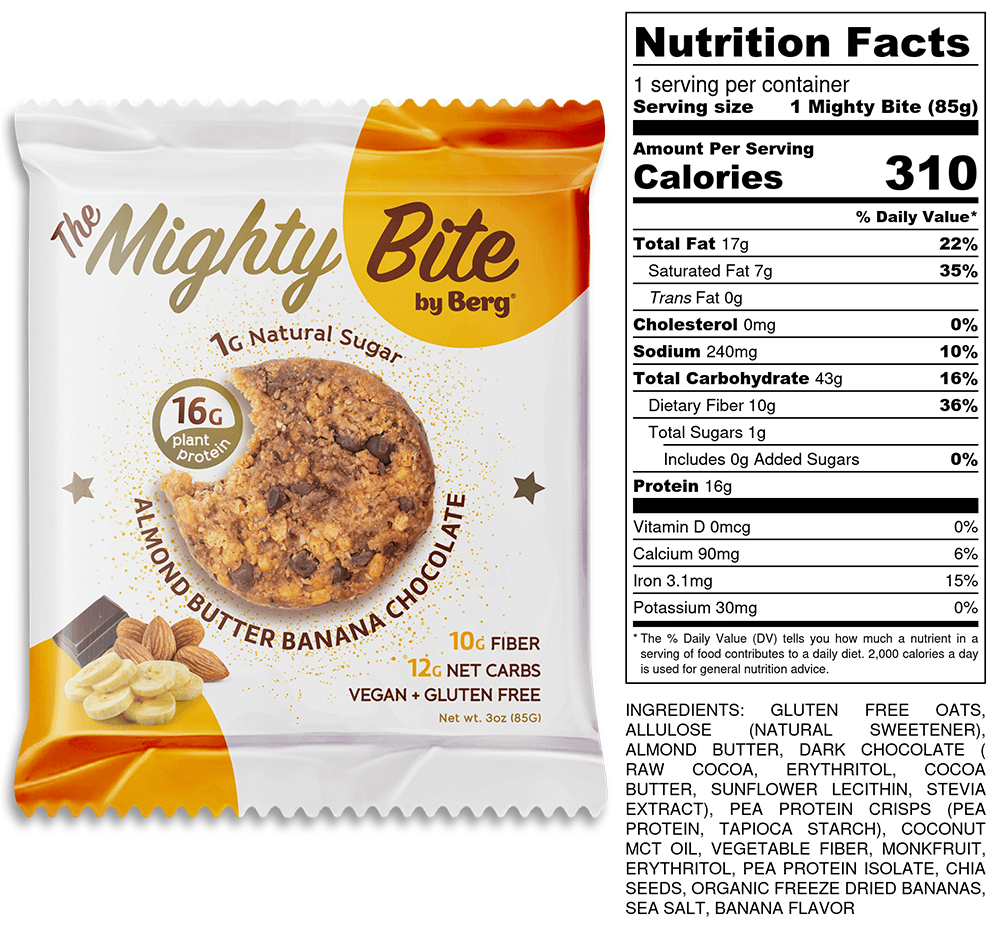 Mighty Bite - Almond Butter Banana Chocolate - Berg Bites - Clean Energy